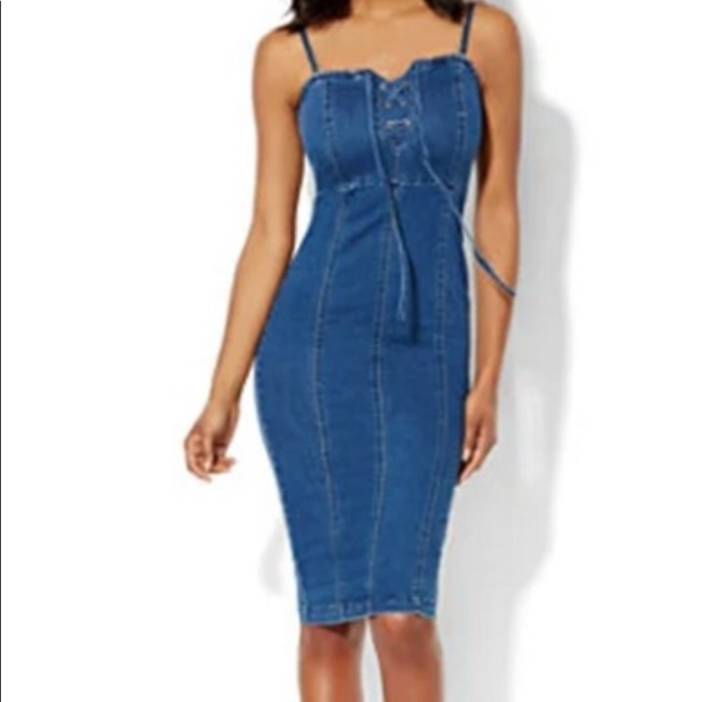 NEW Medium denim strapless dress NY& company